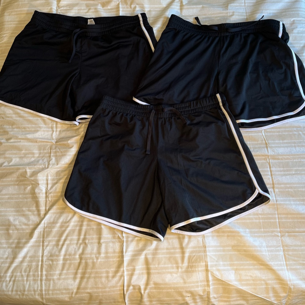 Athletic Works Black Athletic Shorts with White Trim